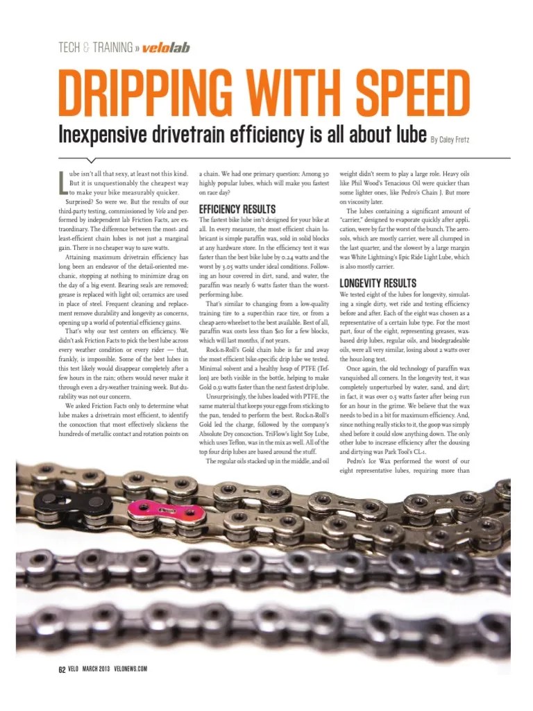 Velo / Friction Facts Chain Lube Efficiency Tests Lubricant Wax