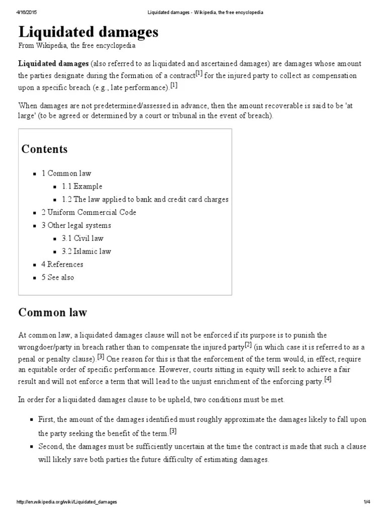 Liquidated damages.pdf Liquidated Damages Common Law