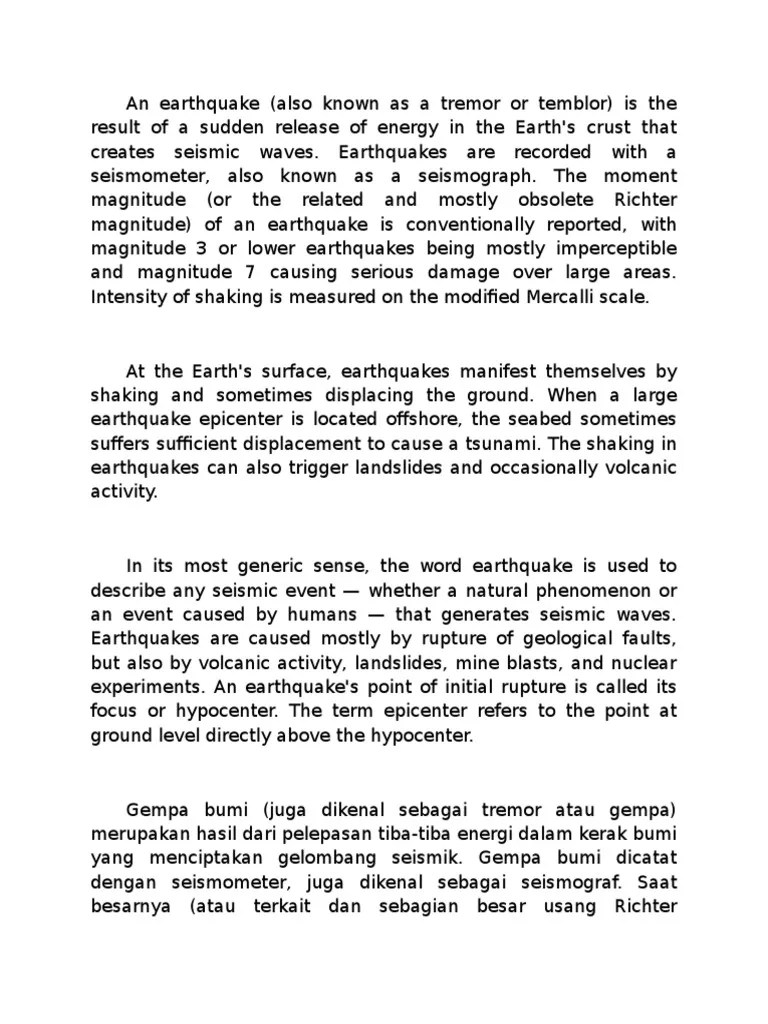 report text earthquake