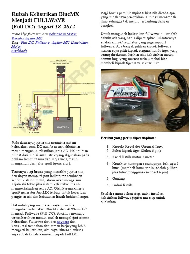 Rubah Kelistrikan BlueMX Menjadi FULLWAVE | PDF
