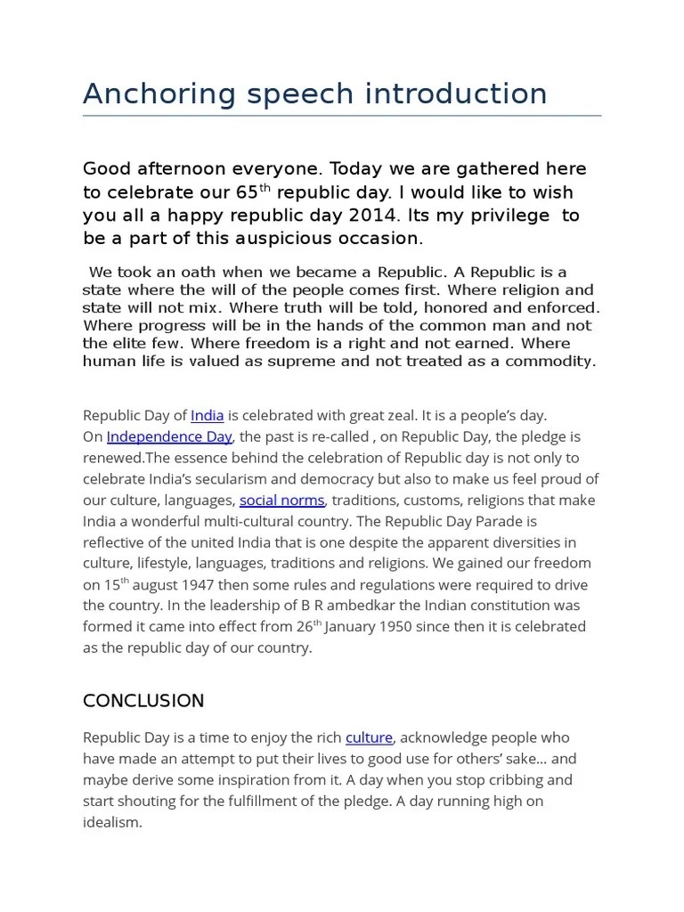 Anchoring Speech Introduction.