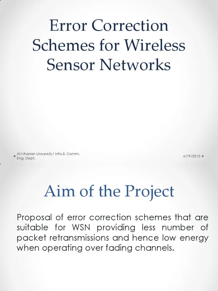 Error Correction Schemes For Wireless Sensor Networks PDF Forward