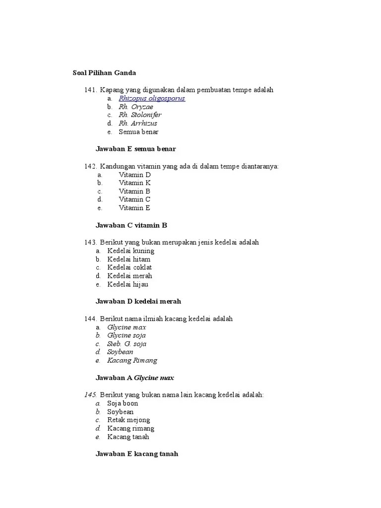 Soal Pembuatan TEMPE Andika Antttugrah (12-35) | PDF
