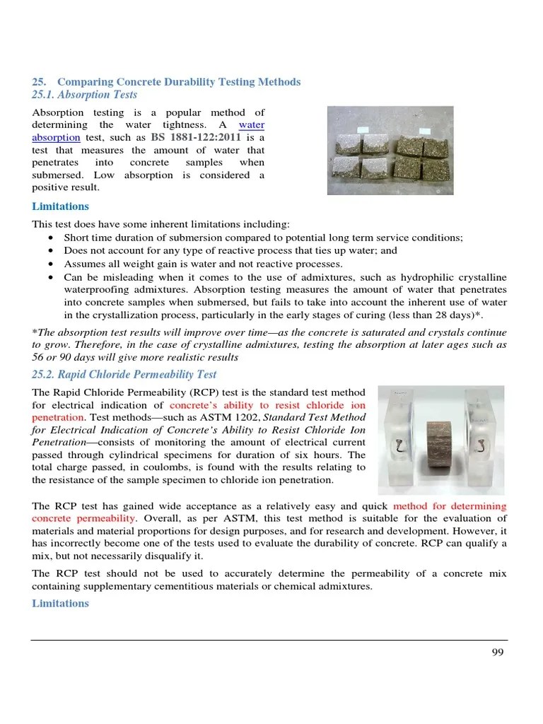 Comparing Concrete Durability Testing Methods Concrete Physical