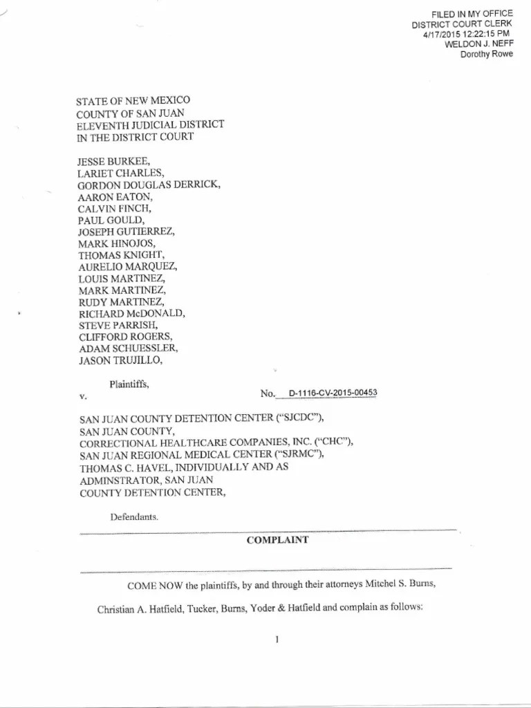 Complaint against San Juan County Adult Detention Center Damages