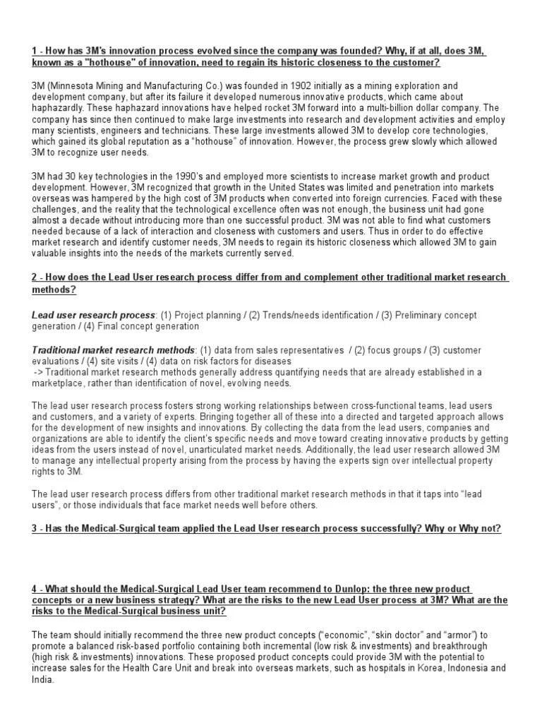 Case Study answers Innovation Marketing Research