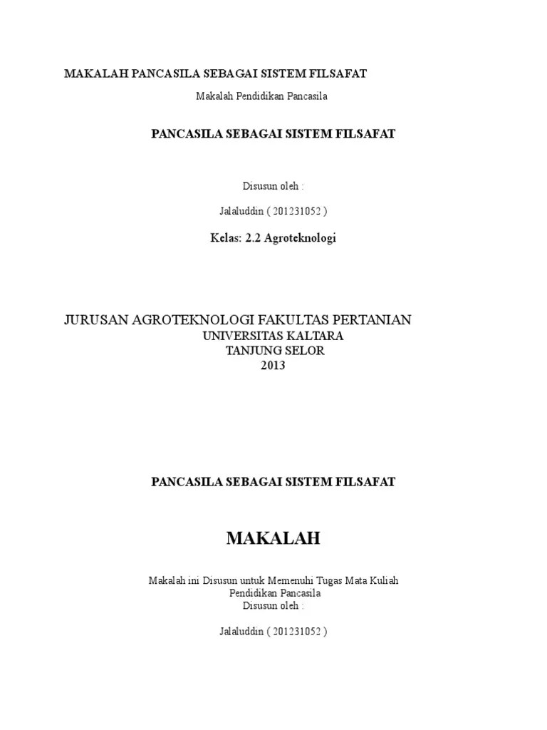 Makalah Pancasila Sebagai Sistem Filsafat PDF
