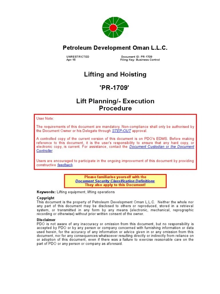 Lifting and Hoisting Procedure Lift Planning Execution PDF Crane