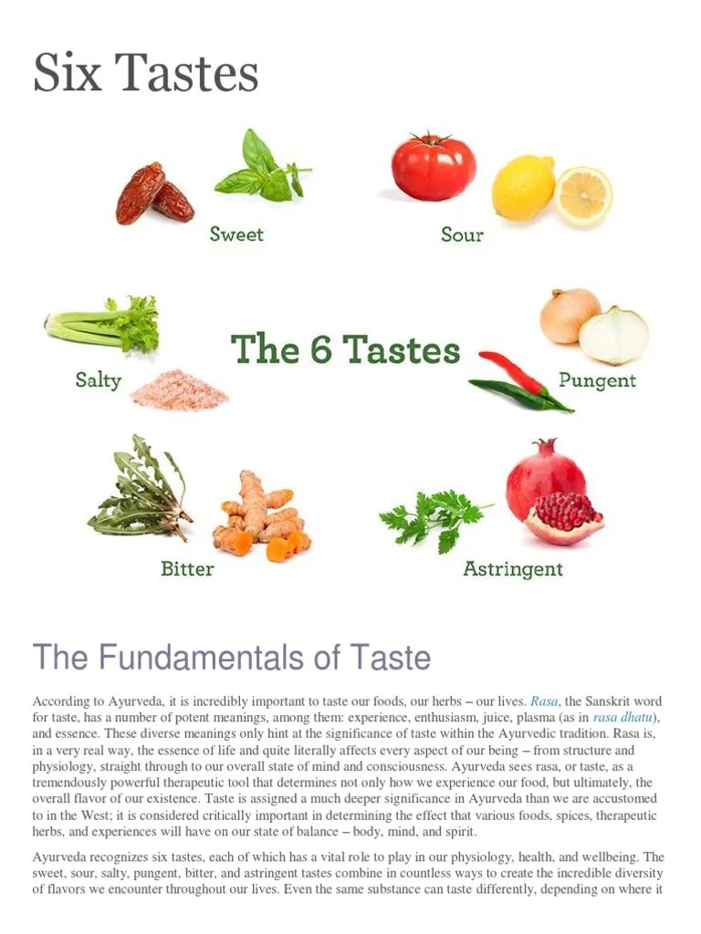 Six Tastes Taste Ayurveda