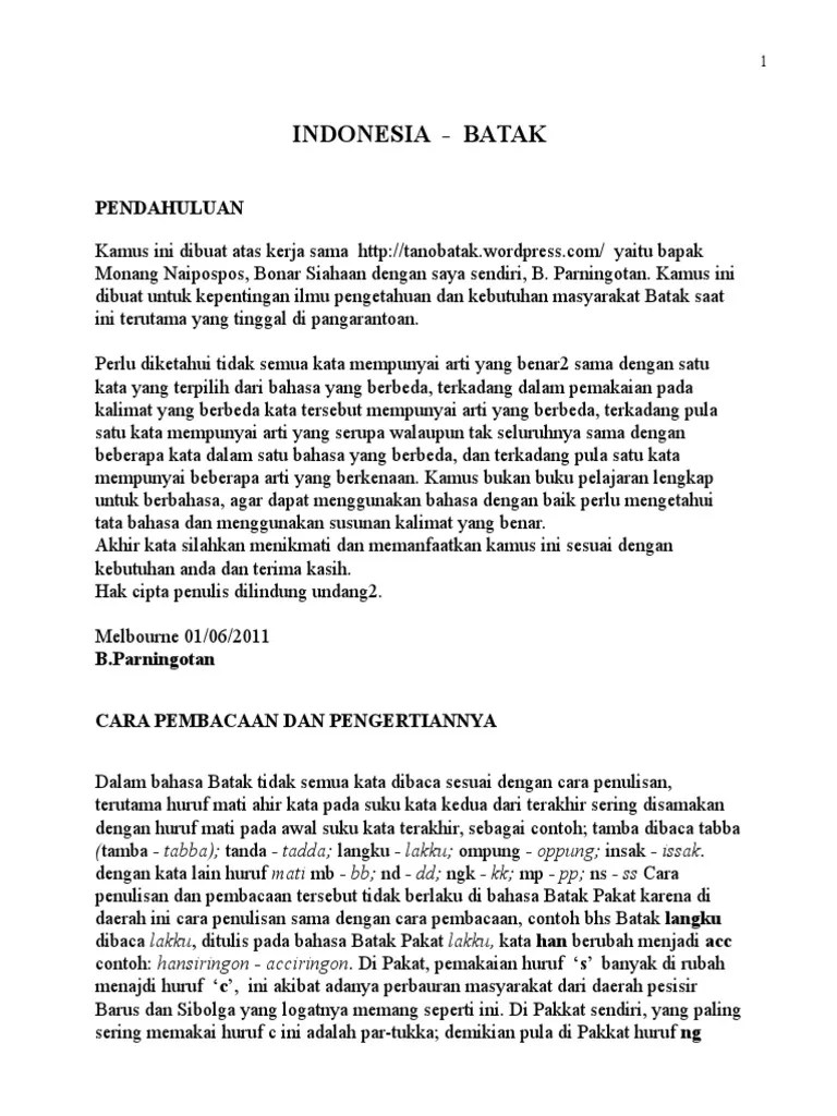 Kamus Batak - Indonesia | PDF