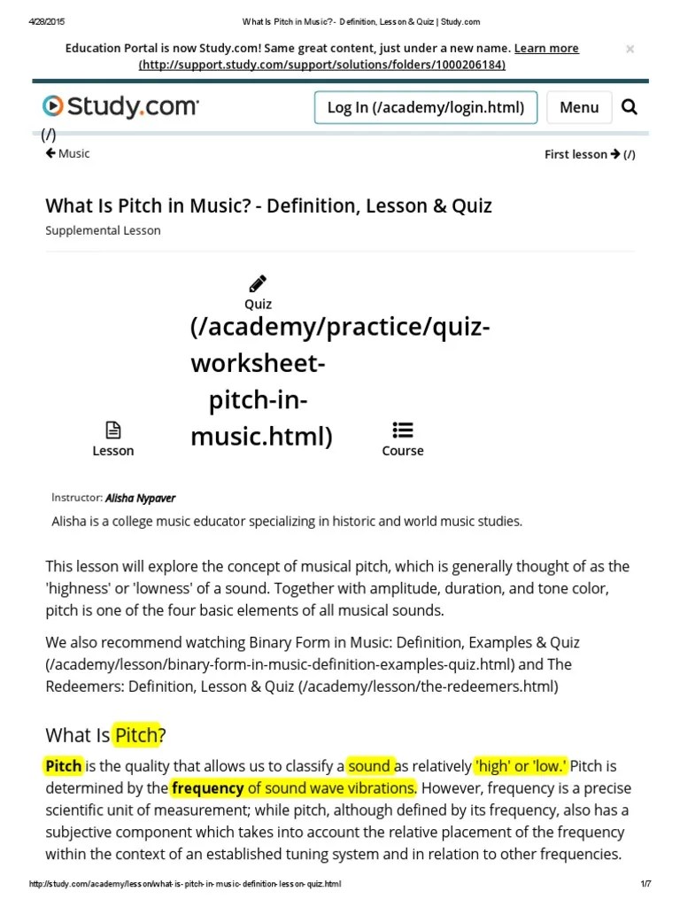 What is Pitch in Music Pitch (Music) Hertz
