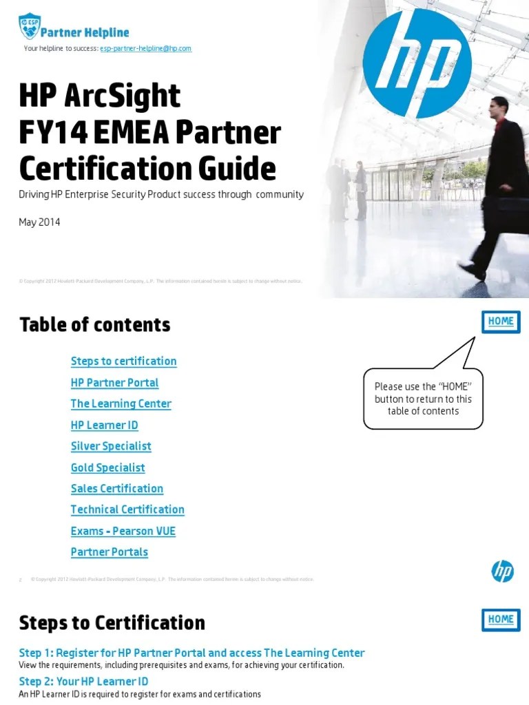FY14 H2 HP ArcSight EMEA Partner Certification Guide