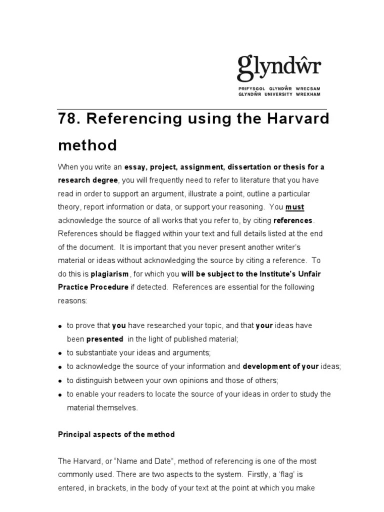 Harvard Method Citation Bibliography
