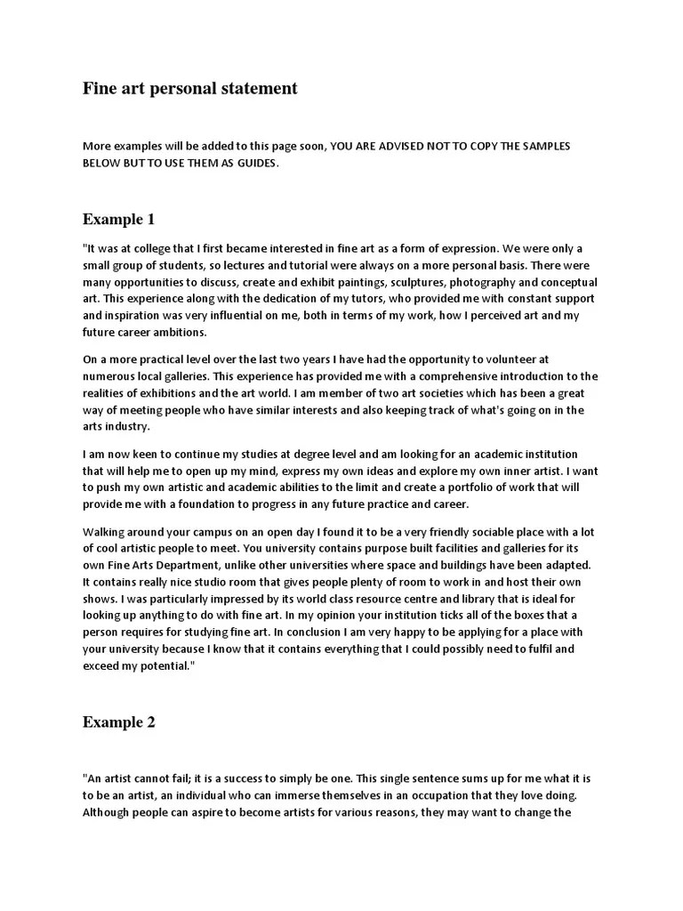 Fine Art Personal Statement Fine Art Tutor