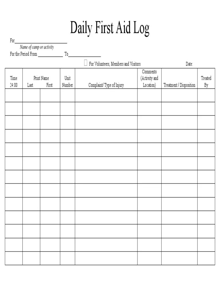 First Aid Log PDF First Aid Emergency Medical Services