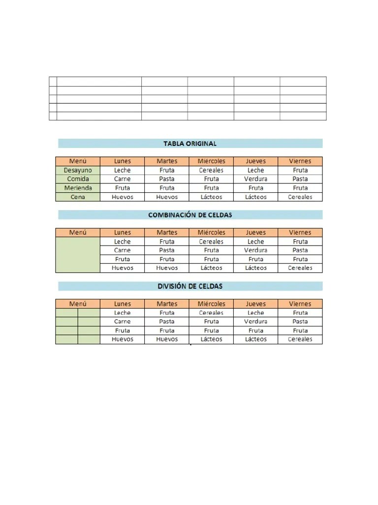 Ejemplo de tablas en word