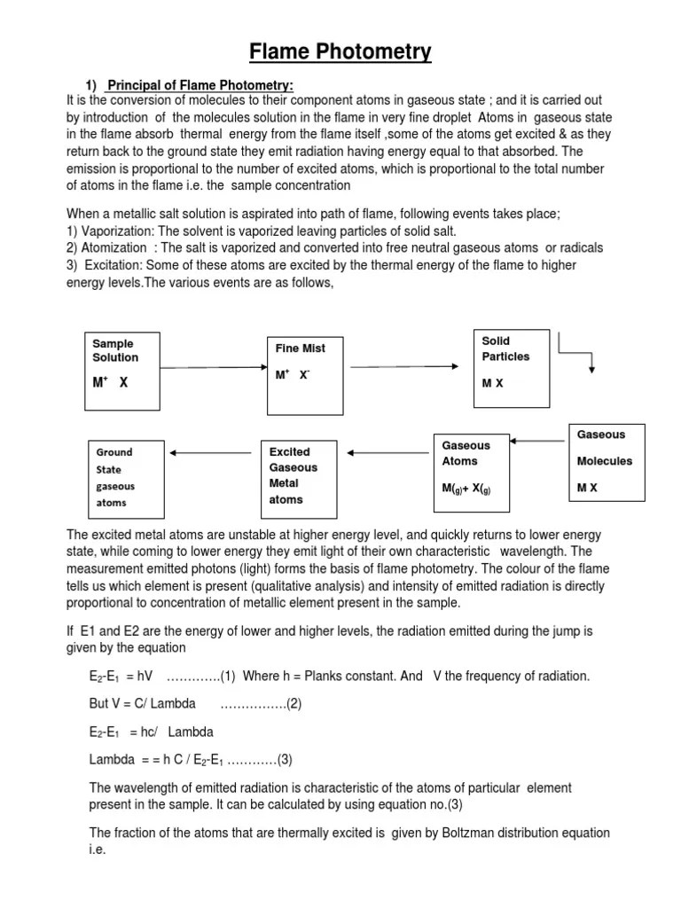 Flame Photometry PDF Emission Spectrum Atoms