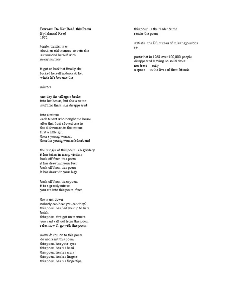 Beware Do Not Read this Poem