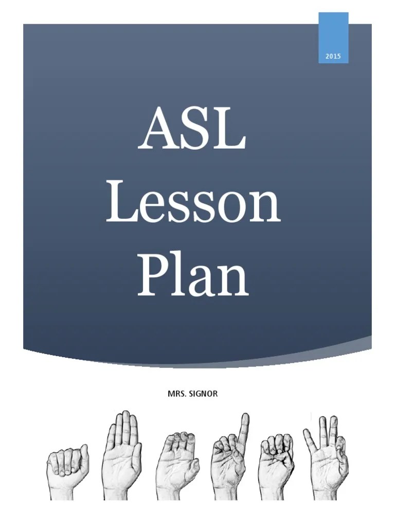 asl lesson plan pdf American Sign Language Sign Language