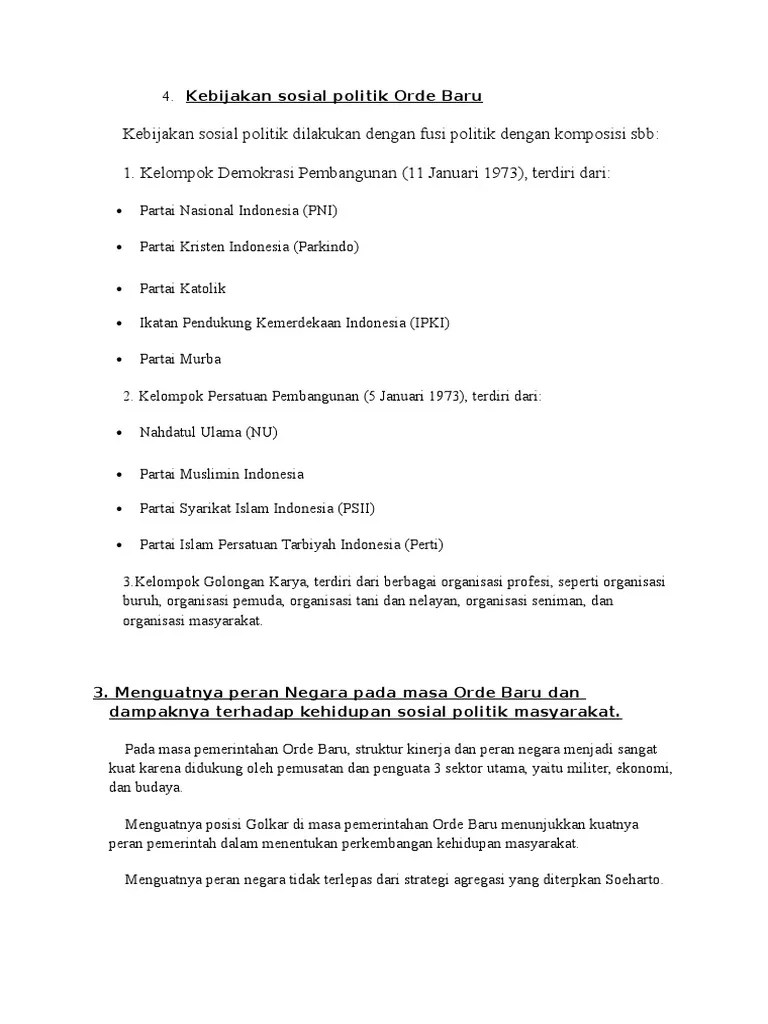 Kebijakan Sosial Politik Orde Baru | PDF
