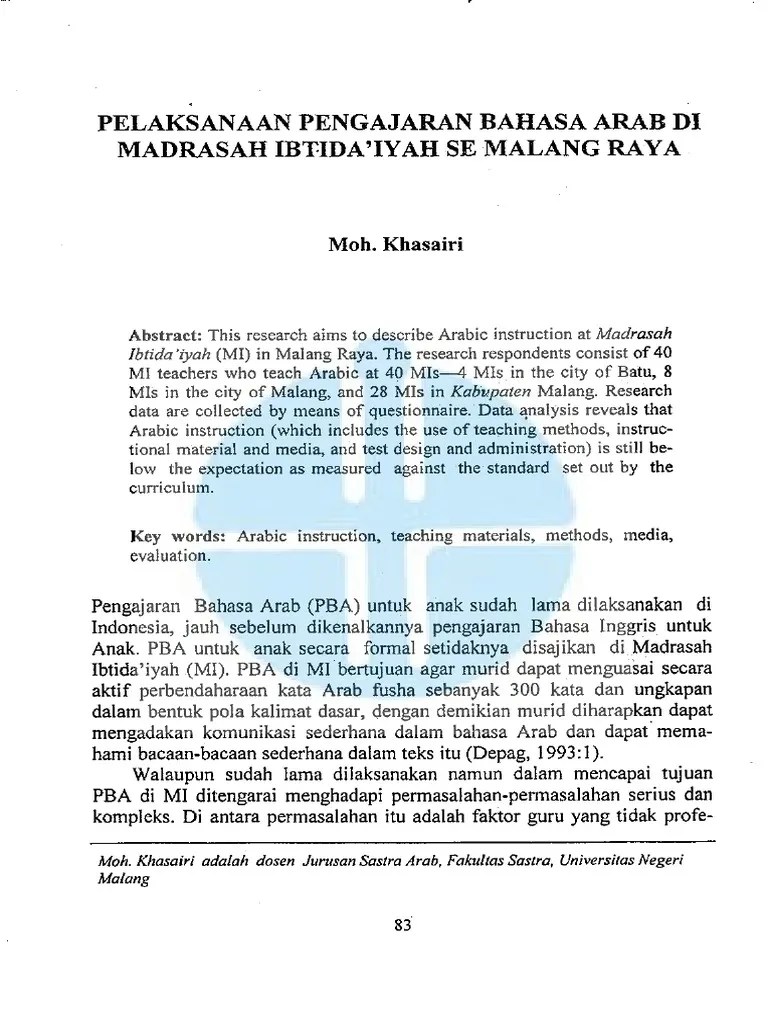 Tujuan Pembelajaran Bahasa Arab