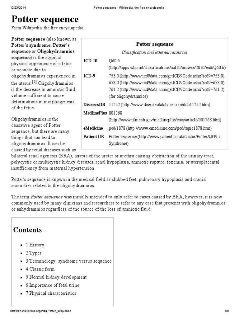 Potter Sequence PDF Medical Specialties Diseases And Disorders