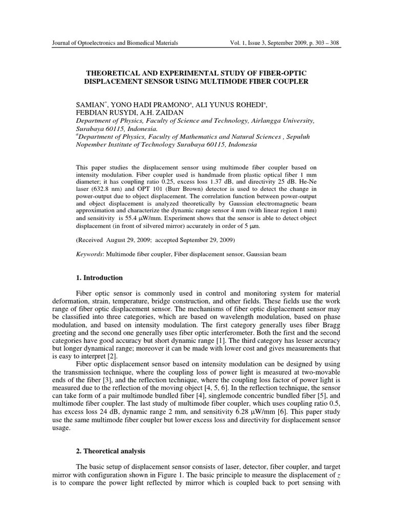 Theoretical and Experimental Study of FiberOptic Displacement Sensor Using Multimode Fiber