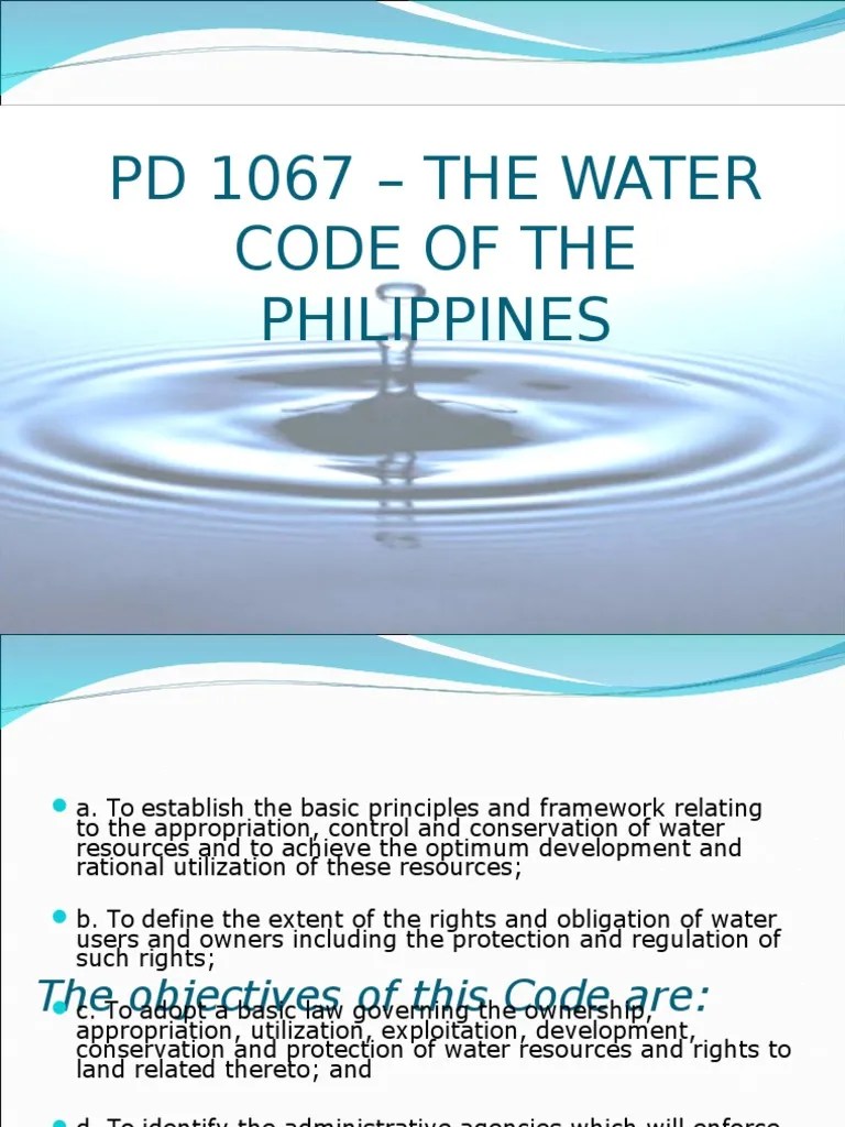 39562030 PD 1067 Water Code of the Philippines Water Resources Flood