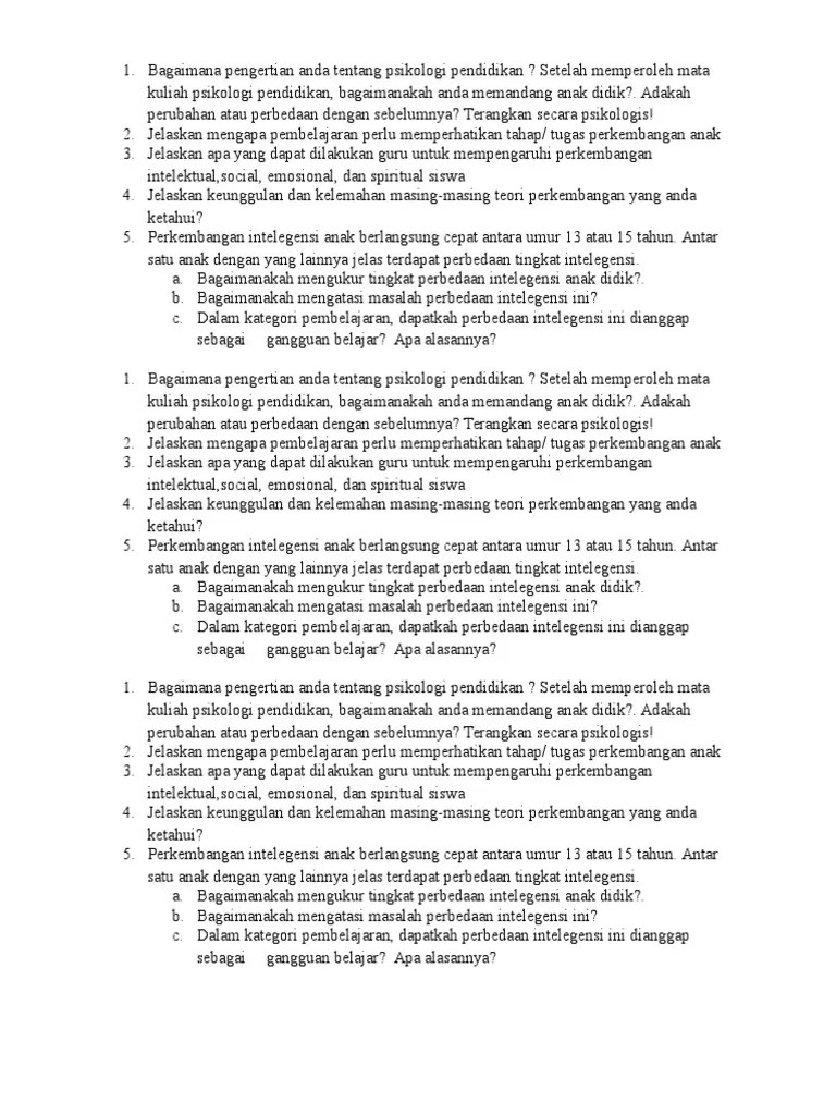 Contoh Soal Uts Psikologi Pendidikan Kondiskorabat