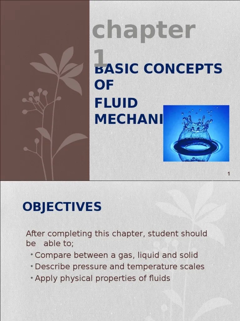 CHAPTER 1Basic Concept of Fluid Mechanics Pressure Liquids