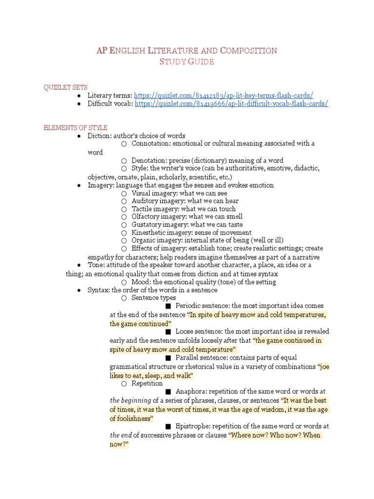 AP Lit Study Guide Poetry