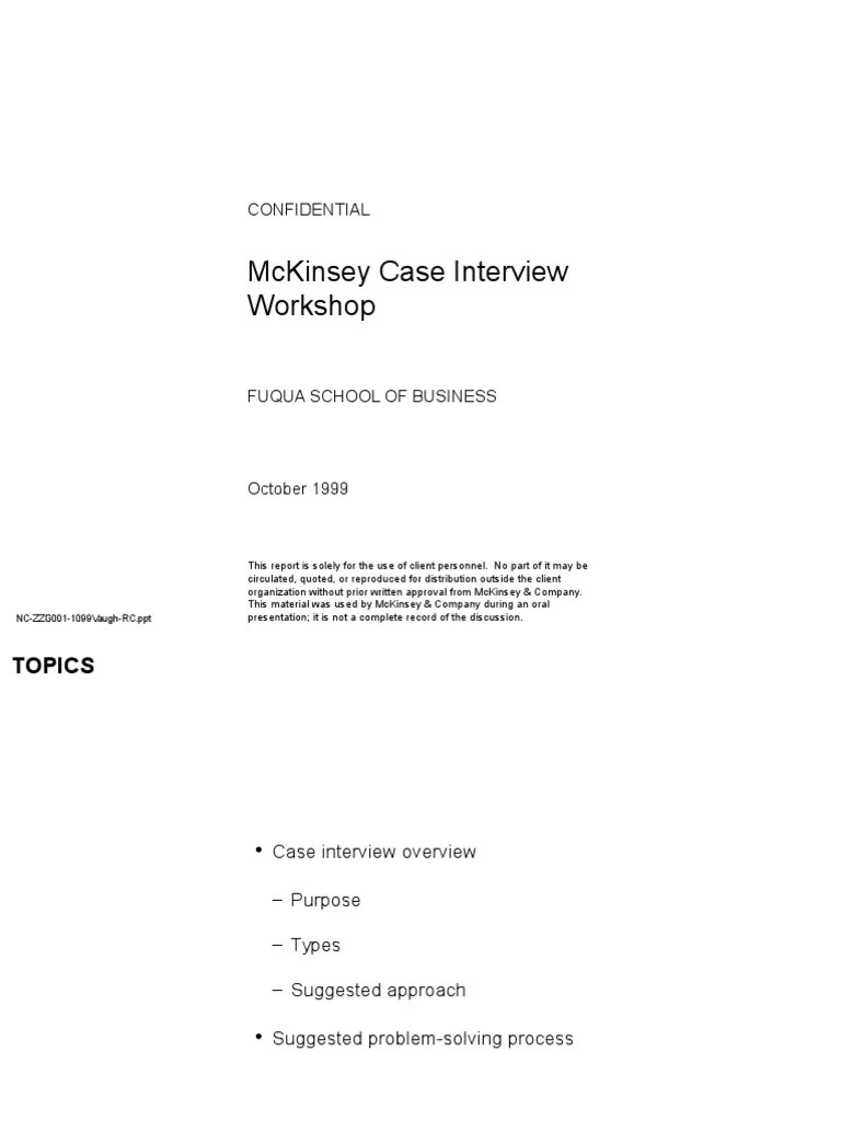 Mckinsey Cases Hypothesis Mc Kinsey & Company