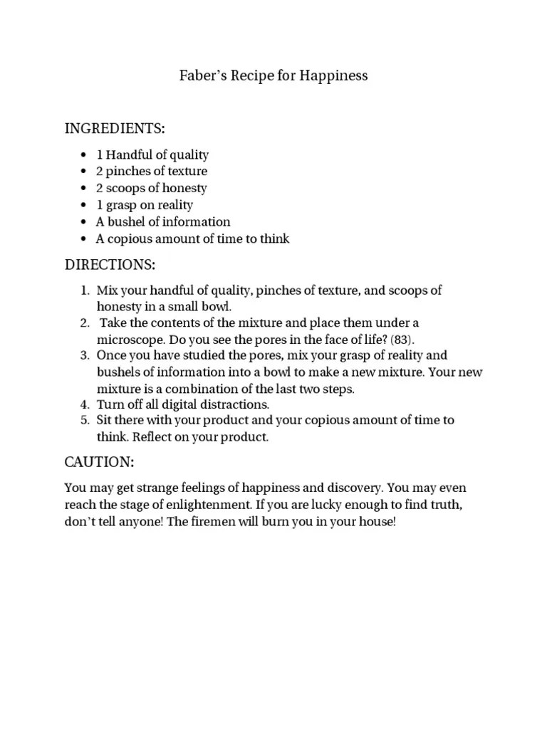 Fabers Recipe For Happiness PDF