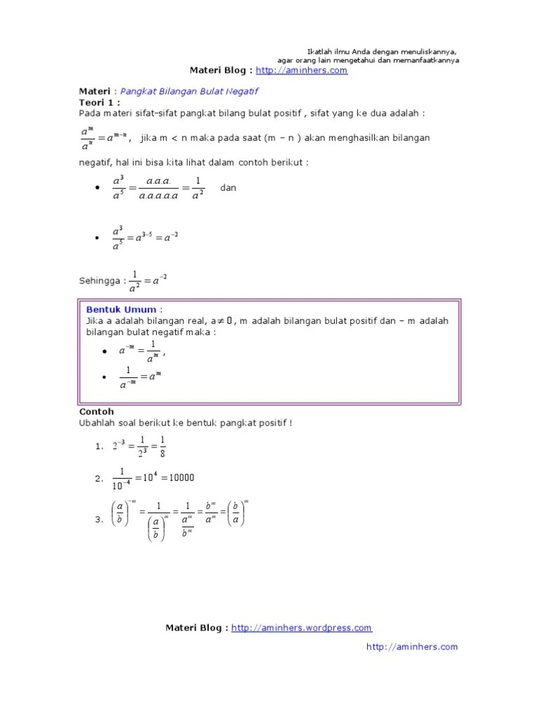 Pangkat-Bilangan Negatif Dan Nol | PDF