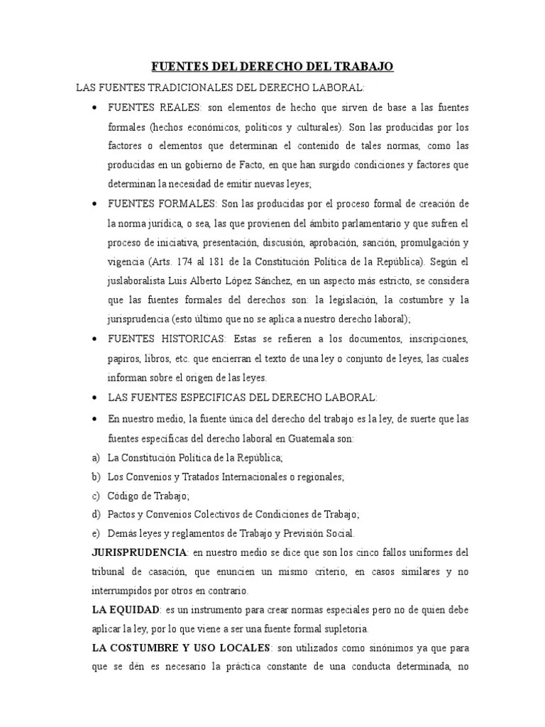 Fuentes Del Derecho Del Trabajo Fuentes del derecho Derecho laboral