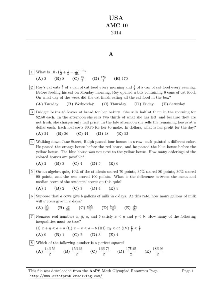 Amc 10 A&b 2014 Area Sphere