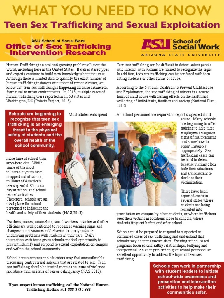 Teen Sex Trafficking & Sexual Exploitation Awareness Brochure for