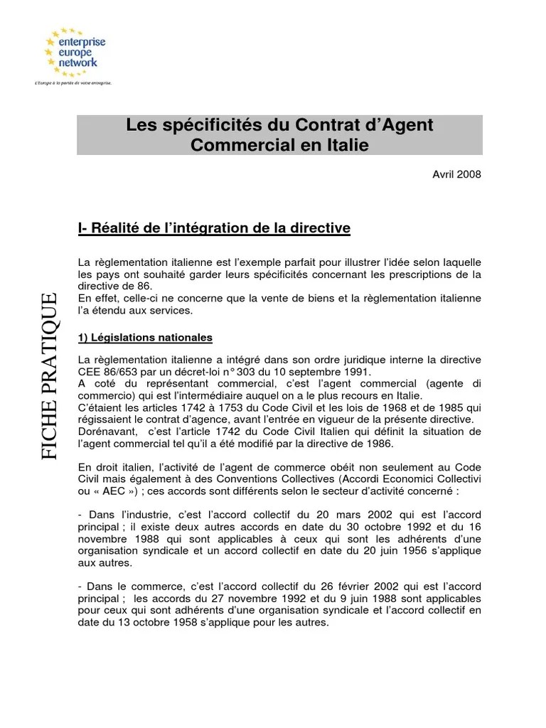 Exemple De Contrat D Agent Commercial Le Meilleur Exemple