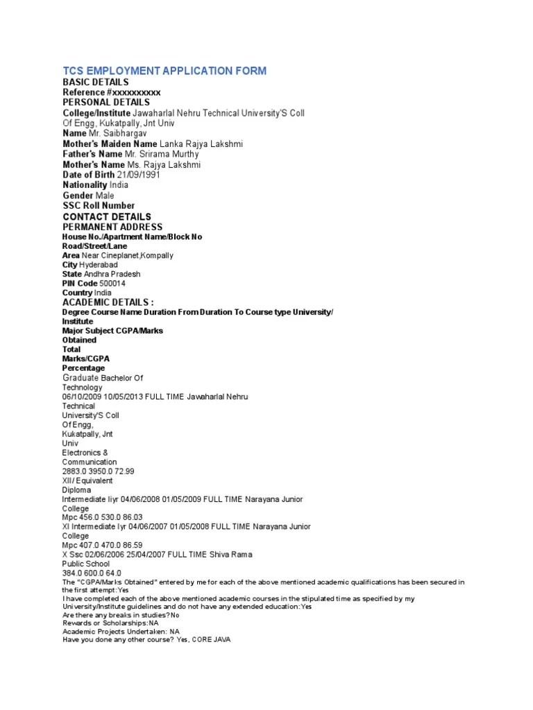 Employment Application Form PDF Government Justice