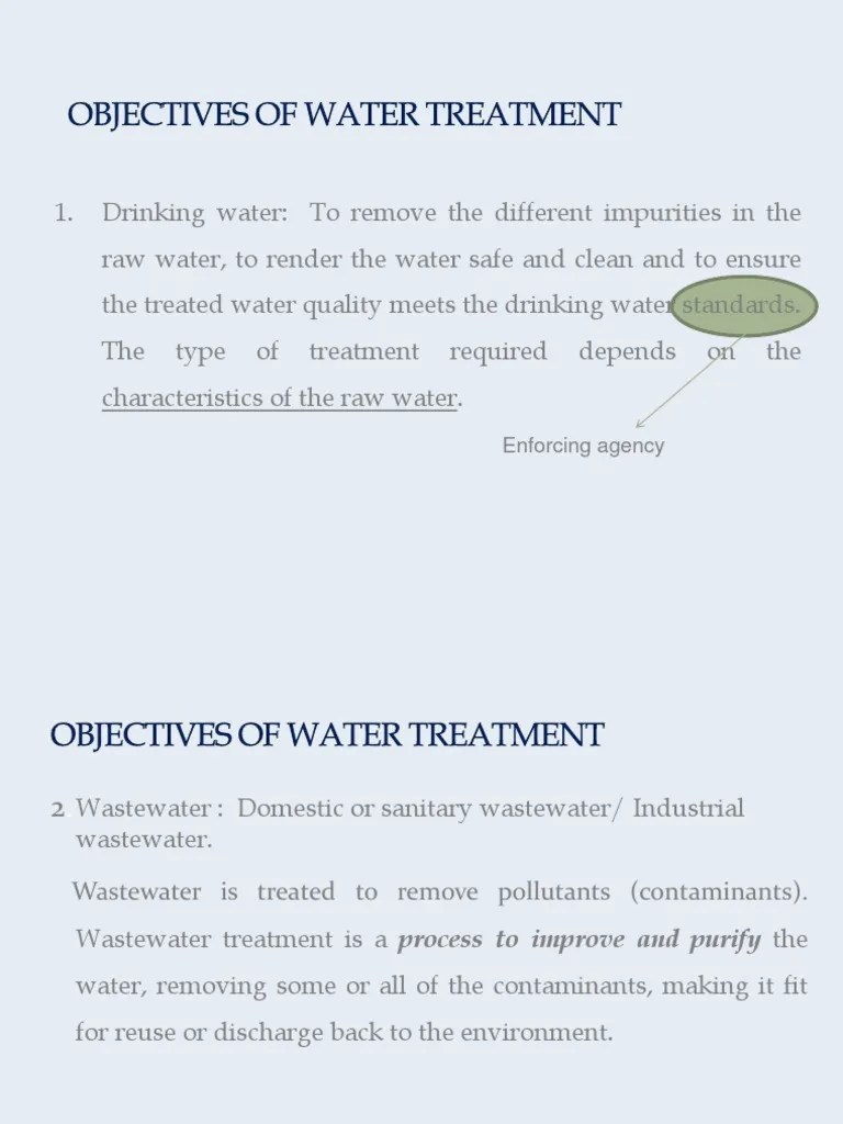Objectives of Water Treatment PDF