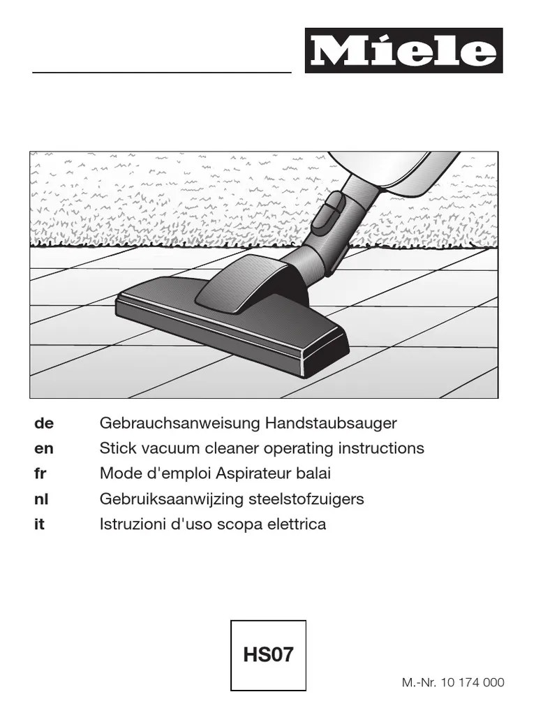 Miele S192 Swing Operating Instructions.en Vacuum Cleaner Dust