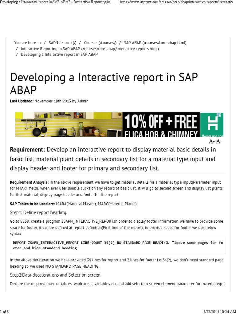 Developing a Interactive report in SAP ABAP.pdf Computing Technology