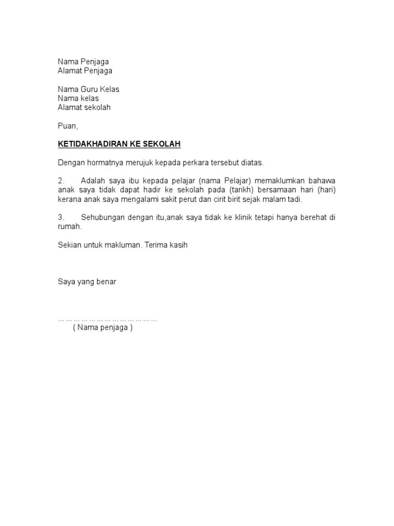 82000 pontian, johor darul takzim. 20 Contoh Surat Makluman Cuti Sakit