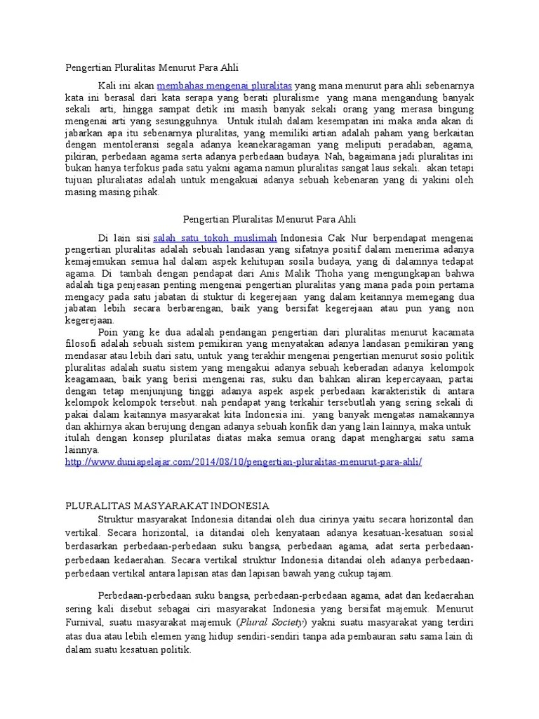 Pluralitas Dan Integrasi Nasional Masyarakat (Materi) PDF