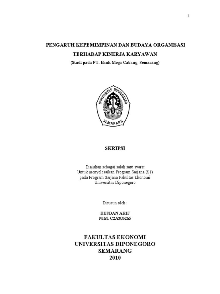 Pengaruh Kepemimpinan Dan Budaya Organisasi Terhadap Kinerja | Pdf