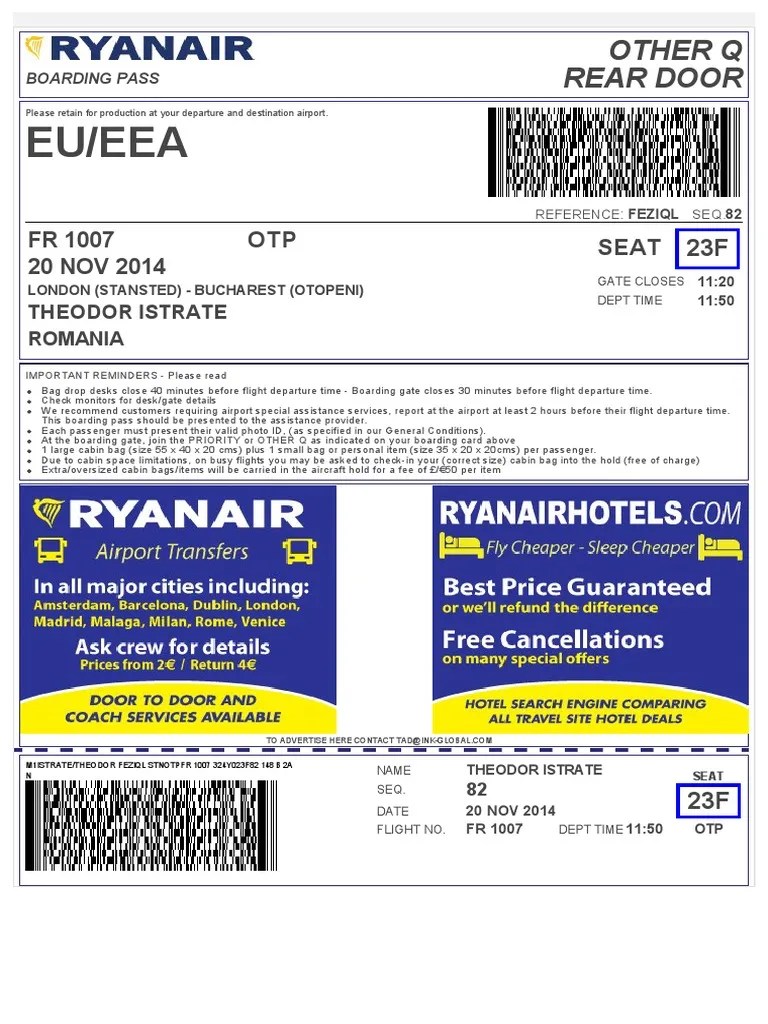 Ryanair Boarding Pass