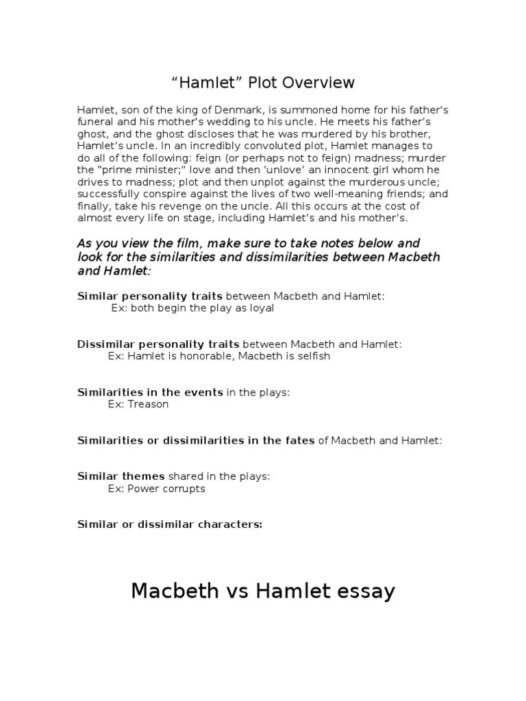 Hamlet Plot Hamlet Macbeth