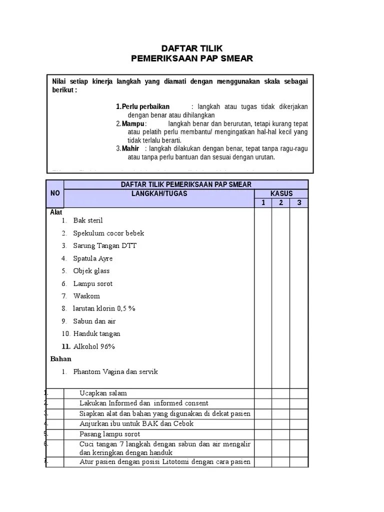 Daftar Tilik Pemeriksaan Pap Smear