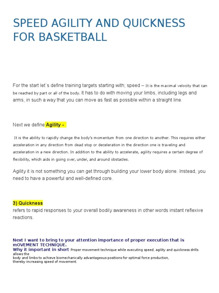 Basketball Training For Speed Agility and Quickness PDF Mental