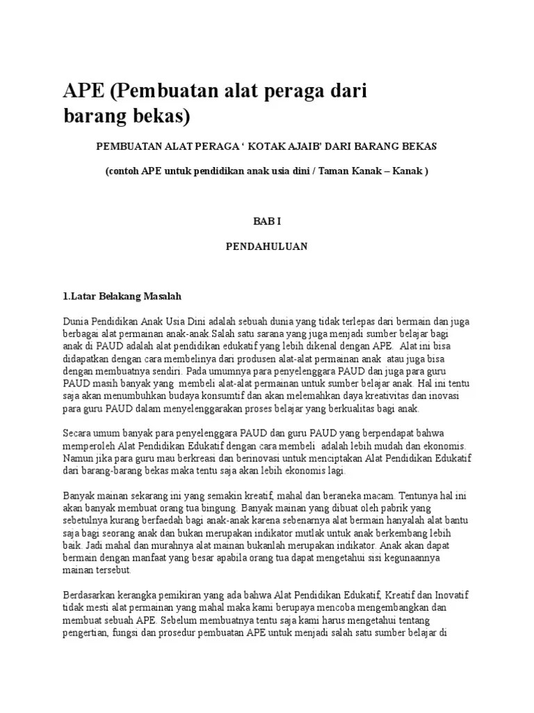 Makalah Alat Peraga Edukatif Paud